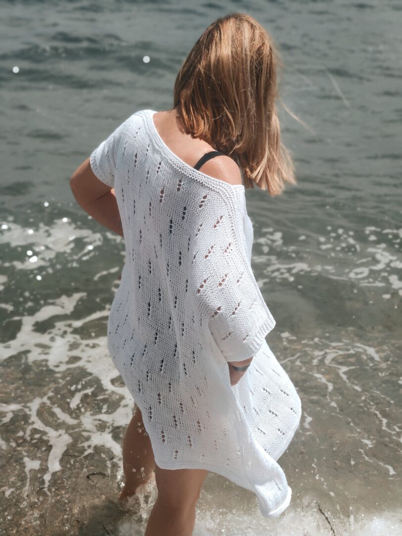 ażurowa narzutka plażowa biała handmade