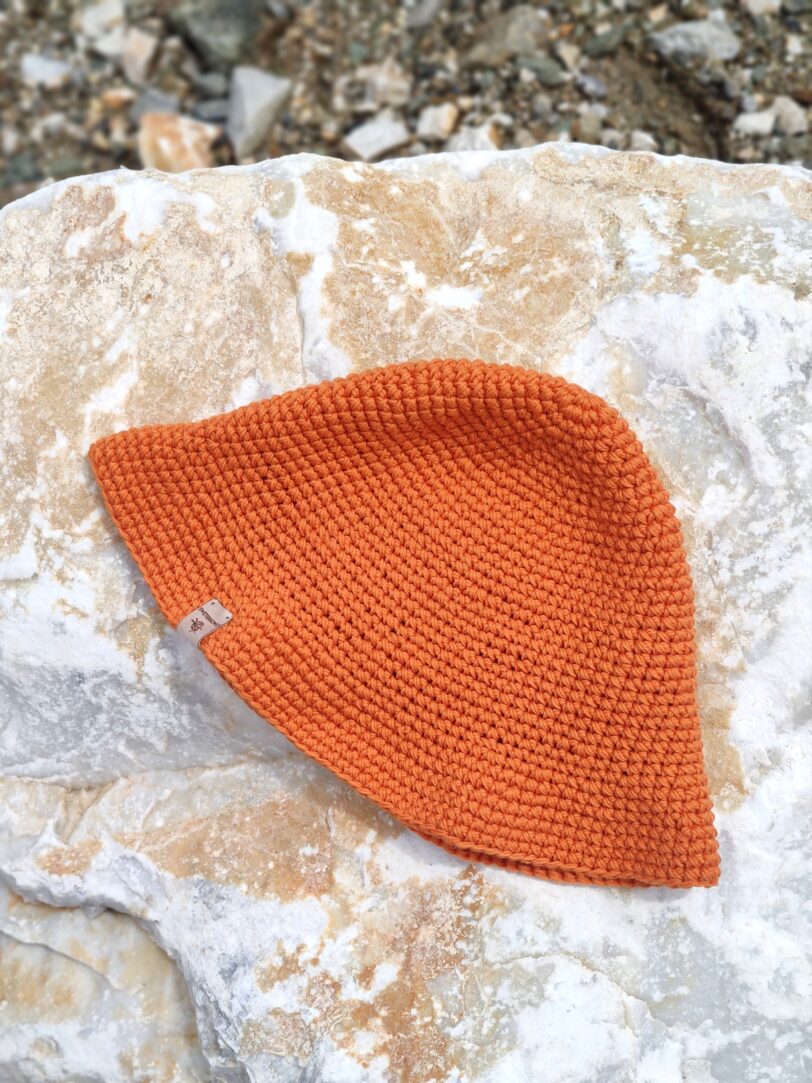 pomarańczowy bucket hat kapelusz bawełna