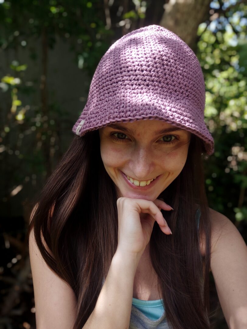 różowy kapelusz na lato handmade buckethat