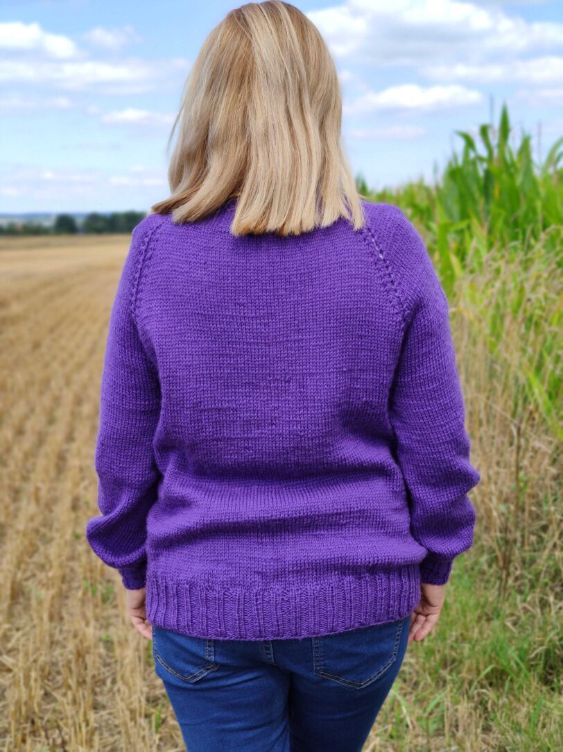 fioletowy sweter wełniany handmade